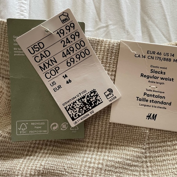 H&M Trousers-Never Been Worn Sz14 runs small-12 Beige&White pattern. Flattering - Picture 6 of 11